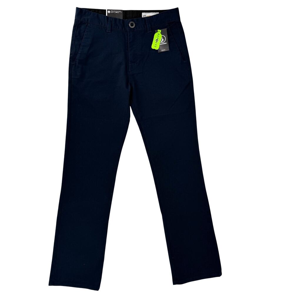 Volcom Frickin Modern Stretch Boys Size 27 14 Large Navy Chino Pants